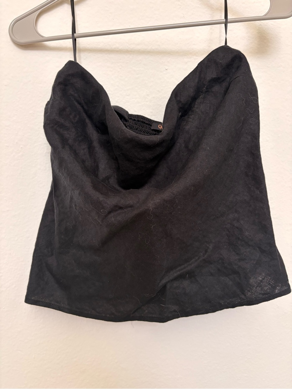 Black Linen Strapless Top